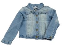 Modrá riflová bunda s volánky Pocopiano