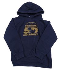 Tmavomodrá mikina s potiskem a kapucí AWDis