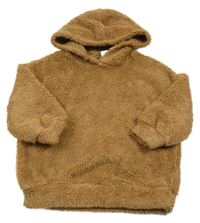 Hnědá chlupatá mikina s kapucí Shein