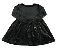 Černé třpytivé sametové šaty Zeeman