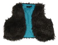 Tmavohnědá kožešinová podšitá crop vesta