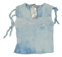 Nové - Světlemodré batikované tričko se síťovinou