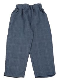 Modro-černé kostkované slavnostní kalhoty Shein