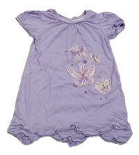 Levandulové bavlněné šaty s motýly Dopodopo