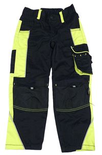 Černo-limetkové pracovní kalhoty s kapsami L&D