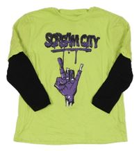 Limetkovo-černé triko se zombie rukou F&F