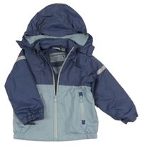 Tmavomodro-světlemodrá šusťáková zateplená bunda s kapucí Impidimpi