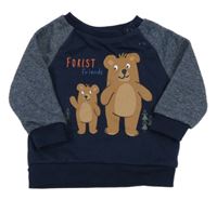 Tmavomodro-melírovaná mikina s medvědy Primark