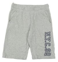 Světlešedé melírované teplákové kraťasy s nápisem H&M