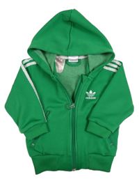 Zelená propínací mikina s logem a kapucí Adidas