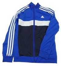Safírovo-černo-bílá sportovní funkční propínací mikina s logem Adidas
