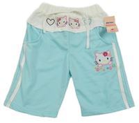 Nové - Světlemodro-bílé teplákové kraťasy s Hello Kitty