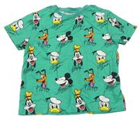 Zelené vzorované tričko s Mickeym a kamarády Disney