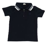 Tmavomodré vzorované polo tričko s logem River Island