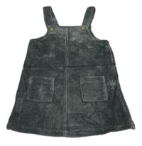 Tmavošedé žebrované sametové laclové šaty s kapsami zn. George