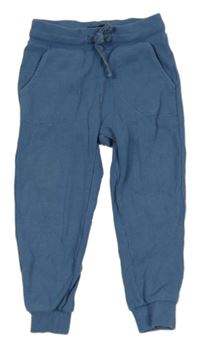 Modré žebrované tepláky 