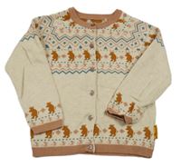 Béžový vzorovaný propínací svetr s Gruffalem Tu