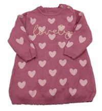 Růžové svetrové šaty se srdíčky Nutmeg