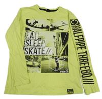 Neonově žlutozelené triko s potiskem Y.F.K.