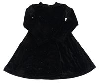 Černé třpytivé sametové šaty 