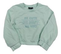 Světlemodrá crop mikina s nápisem 