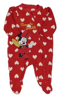 Červený fleecový overal se srdíčky a Minnie George