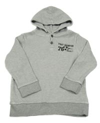 Šedá žebrovaná mikina s nápisem a kapucí Topolino