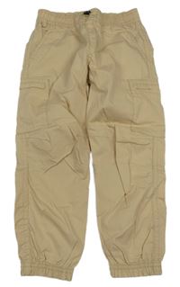 Béžové šusťákové cuff kalhoty H&M