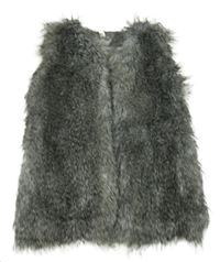 Šedá kožešinová/pletená vesta Yd.