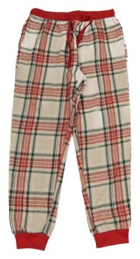 Smetanovo-červené kostkované pyžamové kalhoty Pep&Co