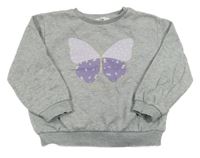 Šedá melírovaná mikina s motýlkem C&A