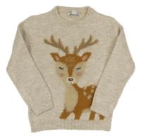 Světlebéžový svetr s jelenem Primark