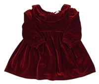 Rubínové sametové šaty s límečkem F&F