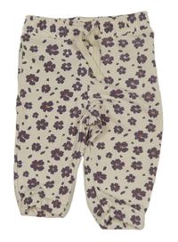 Smetanové tepláky s fialovými kvítky Primark