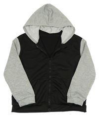 Černo-šedá propínací mikina s kapucí shein