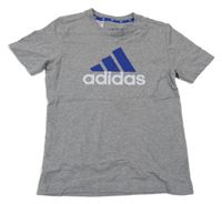 Šedé melírované tričko s logem Adidas