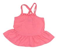 Neonově růžový crop top s pompomy zn. Matalan