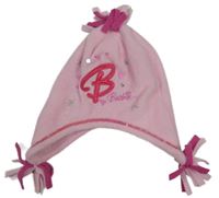 Růžová fleecová čepice s třásněmi - Barbie 