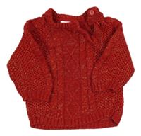 Červeno-zlatý třpytivý vzorovaný svetr Ergee