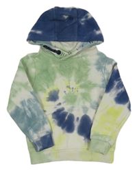 Zeleno-bílo-tmavomodrá batikovaná mikina s kapucí zn. Nutmeg