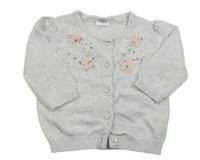 Světlešedý propínací svetr s 3D květy F&F