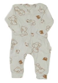 Bílý žebrovaný overal s medvídky 