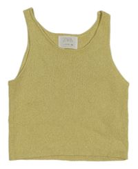 Žlutý třpytivý pletený crop top Zara