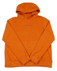 Oranžová mikina s nápisem a kapucí Next