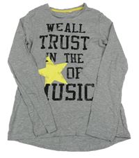 Šedé triko s nápisem a hvězdou 