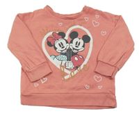 Růžová mikina s Minnie a Mickeym George