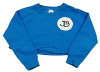 Modrá crop mikina s potiskem 