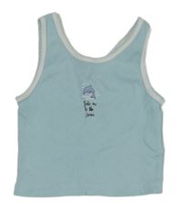 Světlemodrý žebrovaný crop top s delfínem 