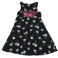 Černé šaty s palmami a nápisem Page one young