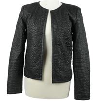 Dámský černý vzorovaný koženkový cardigán 
